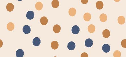 Seamless pattern with irregular crayon dots and splotches in a retro polkadot style. Abstract beige background with a modern geometric design. vector