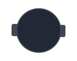 Top view of Black Empty Saucepan. Cast iron Korean frying pan. Kitchen utensils, dark Cookware. Tool cooking metal. Simple bowl Isolated on white background. illustration vector