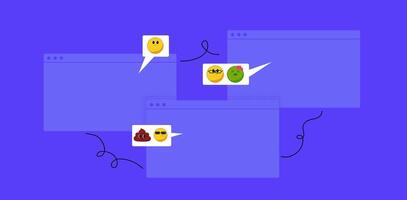 Collage design of online meeting with web flyer and window elements. Retro sticker style for corporate conference with client feedback and remote work. vector