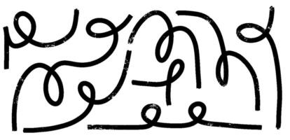 Abstract Brush Line and Stroke Set. Hand Drawn Paint Shapes and Scribbles. Funky Elements with Organic Waves, Bold Curves. vector