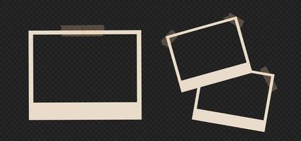 Vintage photo frame template setat the transparent bg as a . Realistic mockup for instant photographs with blank retro borders. vector