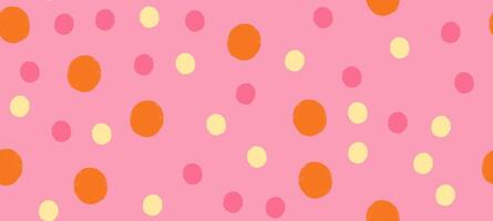 Seamless pattern with crayon dots and splotches in whimsical polkadot design. Fun, abstract pink background. vector