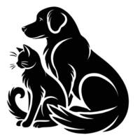 Dog and cat silhouette on white background vector