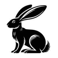 Black and white silhouette of a rabbit vector