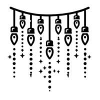 A black and white illustration of a string of lights vector