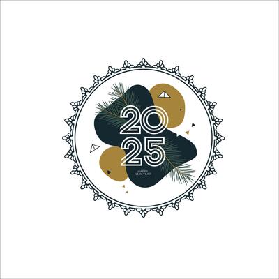 Minimalist 2025 New Years Graphic on Dark Emerald Background