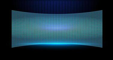 Colorful LED wall display illuminated in dark space showcasing digital patterns and vibrant hues. vector