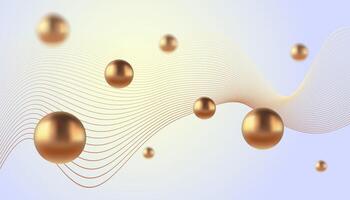 Abstract background with golden metallic balls. Trendy background in realistic style with gold. vector