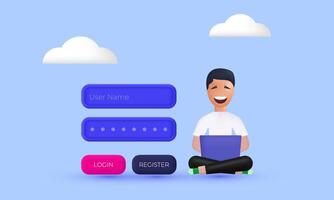 3d illustration user login wrong password design on background vector