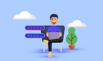 3d illustration user login wrong password design vector