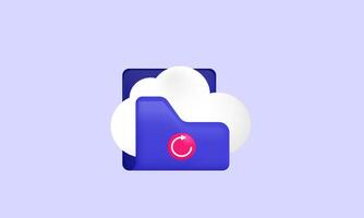 3d cloud storage digital file organization icon 3d design isolated on vector