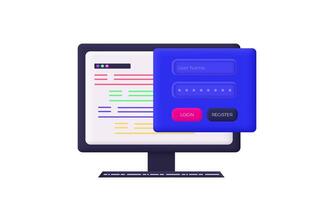 3d web illustrations computer account design on background vector