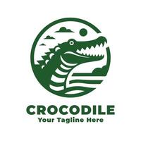 Simple Logo Crocodile Illustration With Flat Background vector