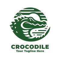 Simple Logo Crocodile Design With Flat Background vector