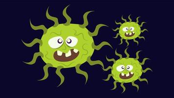 Illustration graphic of Cute character of germ, bacteria and virus. Microbe, Pathogen, Virus icon. cartoon illustration of a virus. cute cartoon germ in flat style design. vector