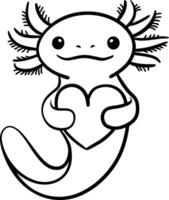 Axolotl with Heart vector