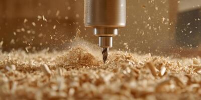 Precision woodworking with a CNC machine in action photo