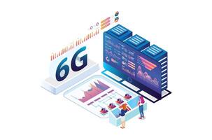 Isometric internet speed technology of 6g communication technology. Online based illustration Suitable for Diagram vector