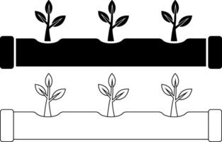 outline silhouette hydroponics icon set vector