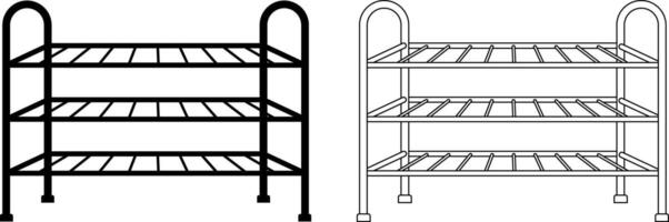 front view shoe rack icon set vector