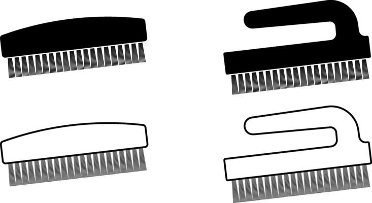 outline silhouette laundry brush icon set