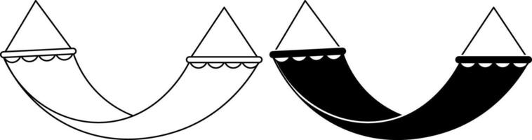outline silhouette hammock icon set vector
