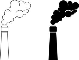 Flue gas stack icon set vector