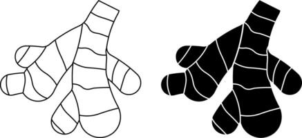 outline silhouette ginger root icon set vector