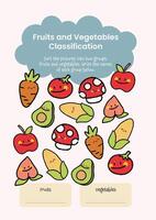 a fun activity for kids to learn counting fruit and vegetable sorting educational game for children vector