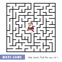 Maze Game Sheet with helping santa find the way out vector