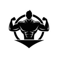 Bodybuilder Silhouette Illustration - Muscular Man with Strong Arms in Various Poses Isolated on White Background vector