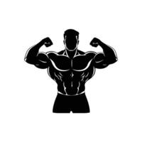 Bodybuilder Silhouette Illustration - Muscular Man with Strong Arms in Multiple Poses, Isolated on White Background vector