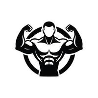 Bodybuilder Silhouette Illustration - Muscular Man with Strong Arms in Various Poses, Isolated on White Background vector