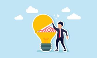 A businessman opens a lamp containing several target boards, illustration of ideas and innovation to improve performance in achieving business targets vector