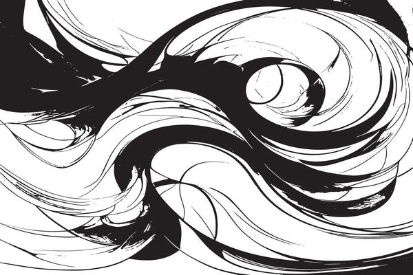 Monochromatic Abstract Design Black on White