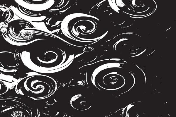 Intricate Black Monochrome Texture Overlays on White Backdrop for High-Resolution Designs