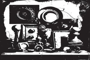Grunge Black Texture with Distressed Monochrome Design for Background and Overlay vector