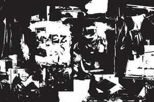 High-Resolution Distressed Grunge Texture in Black and White for Design Overlays vector
