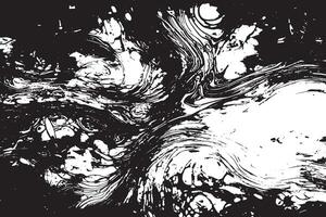 Raw Monochrome Grunge Texture with Black Rough Distressed Patterns vector