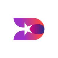 Letter d with star icon logo design vector