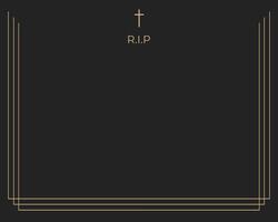 Funeral card. Empty card. Black card with golden frame vector
