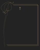 frame with flowers. Funeral card. Empty card. Digital Funeral Invitation. vector