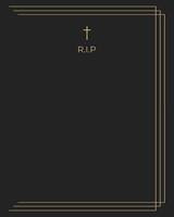 Digital Funeral Announcement Invitation Template in Illustrator. Black background with golden frame vector
