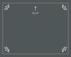 Funeral card. Empty card. Digital Funeral card. Grey background with white frame vector