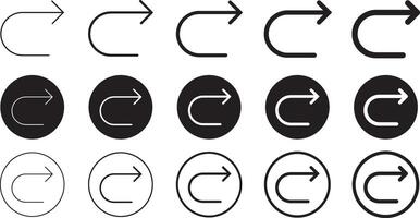 Back icon set. Left arrow symbol. Return or previous sign vector