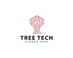 Tree Tech Logo Conceptual Network Technology With Electrical Circuit And Digital Icon for Science, Education, Technology Business Company, medicine vector