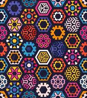 Vibrant Geometric Hexagon Pattern. Seamless background with grunge texture. vector