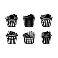 Stylish laundry basket with towels , ideal for cleaning, home, and organization designs. vector