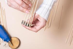 DIY Christmas tree from bamboo sticks step by step top view photo