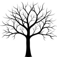 Silhouette of a Bare Tree in Black and White - Minimalist Design. vector